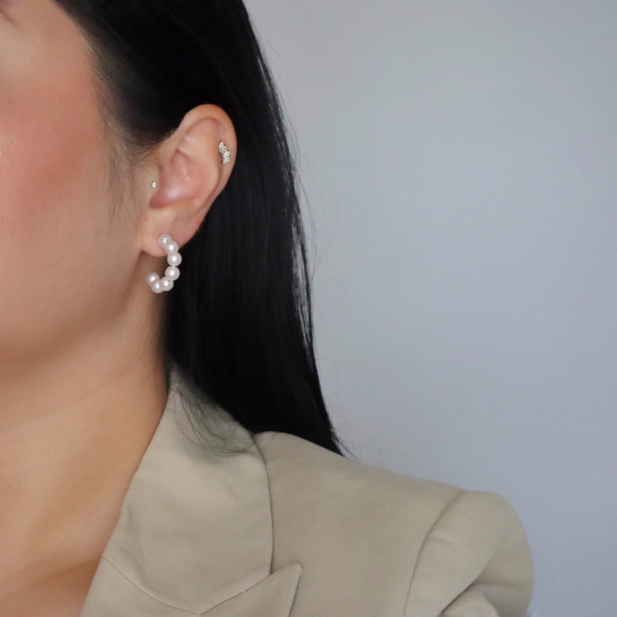 Classic Pearl Hoops