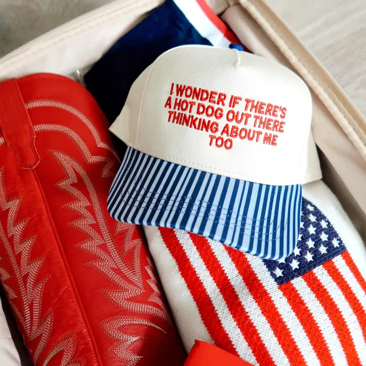 Hot Dog Striped Trucker Hat