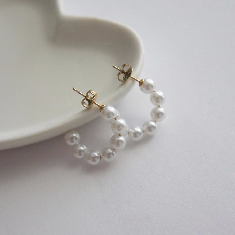 Classic Pearl Hoops