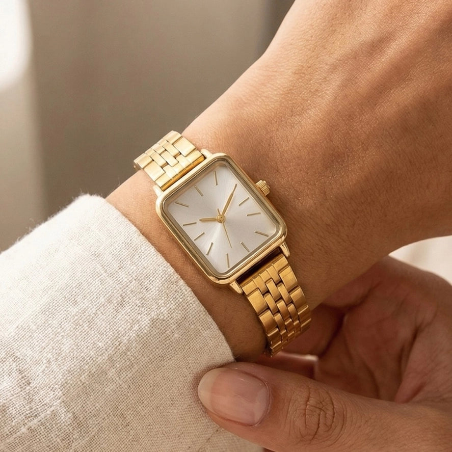 Minimalist Rectangle Watch - Gold