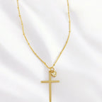 Theresa Charm Religious Cross Necklace Gold Filled
