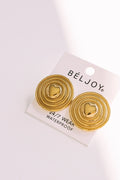 Elowen Button Heart Statement Gold Earrings