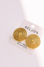 Elowen Button Heart Statement Gold Earrings