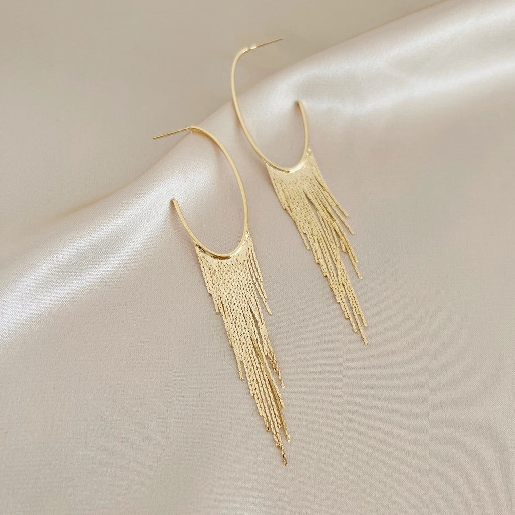 Cascading Fringe Hoops Earrings Gold Filled