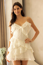 Floral Textured Ruffle Mini Dress