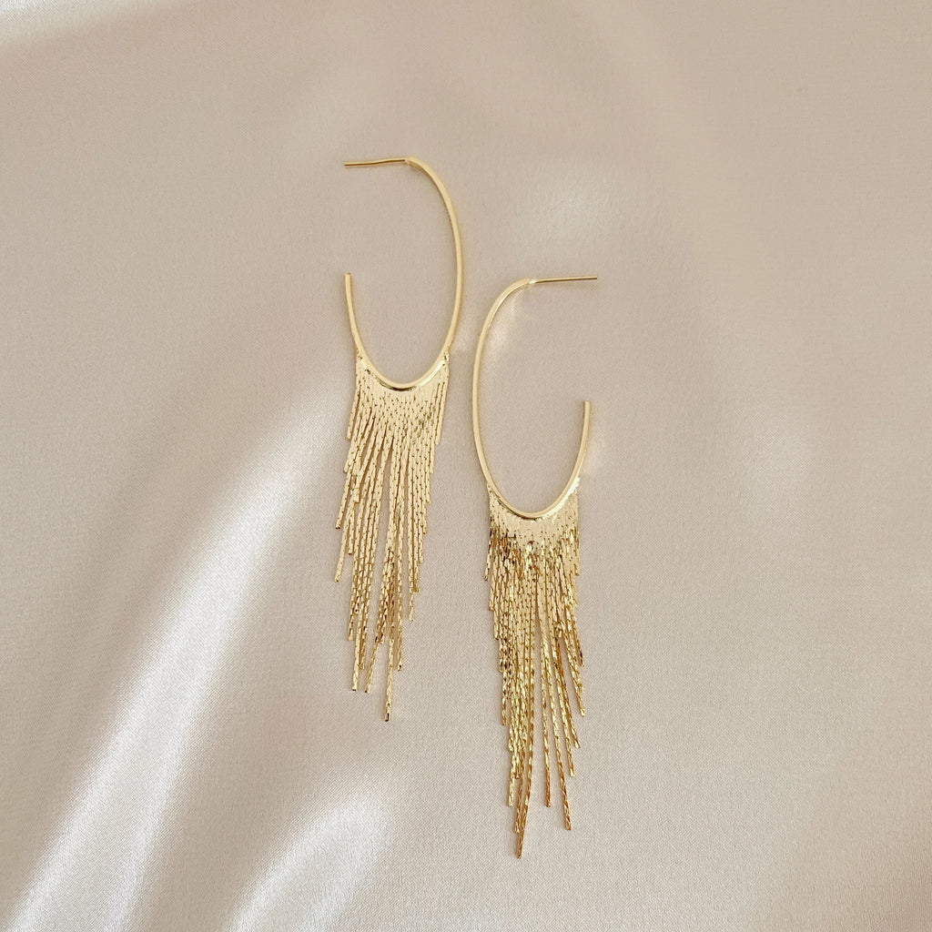 Cascading Fringe Hoops Earrings Gold Filled