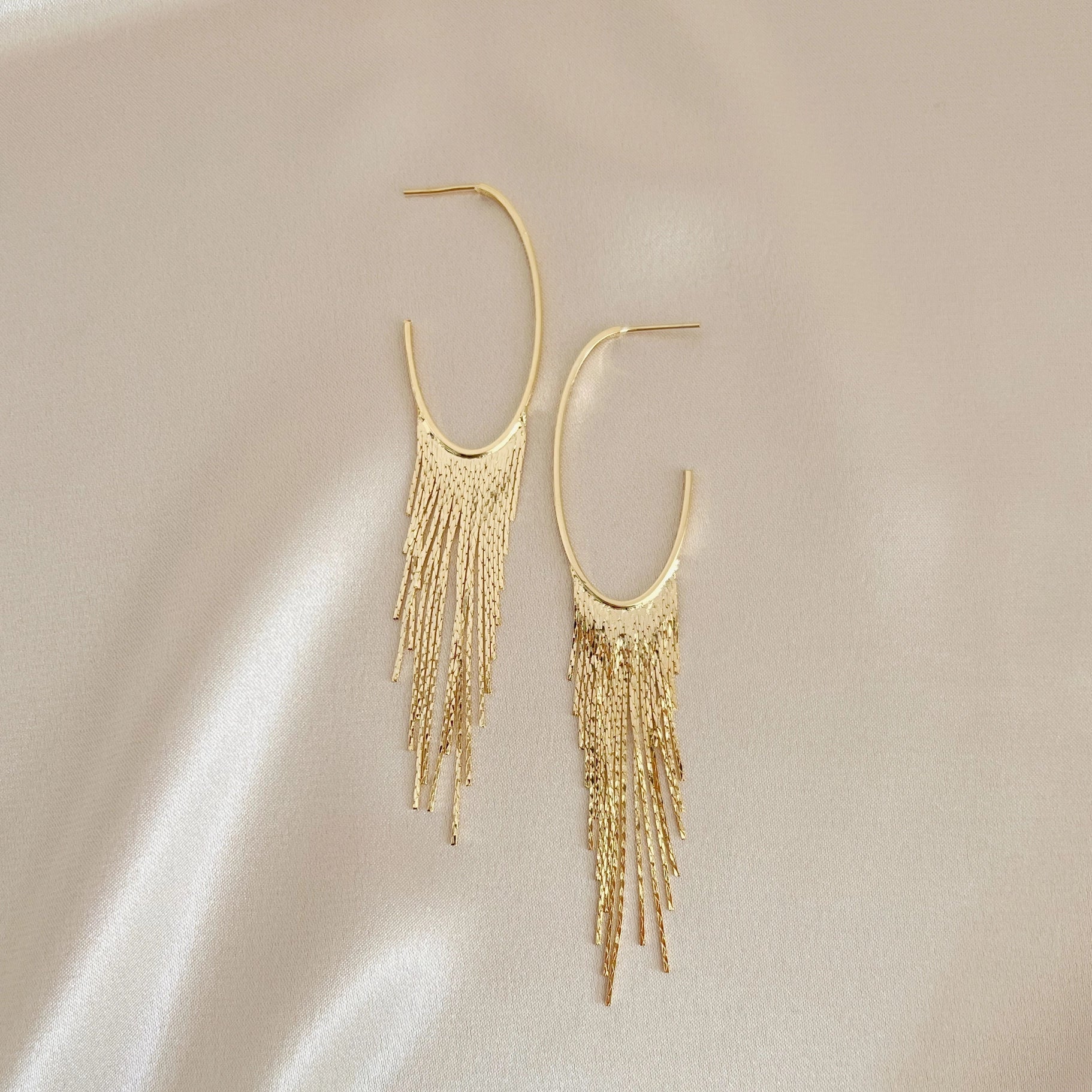 Cascading Fringe Hoops Earrings Gold Filled