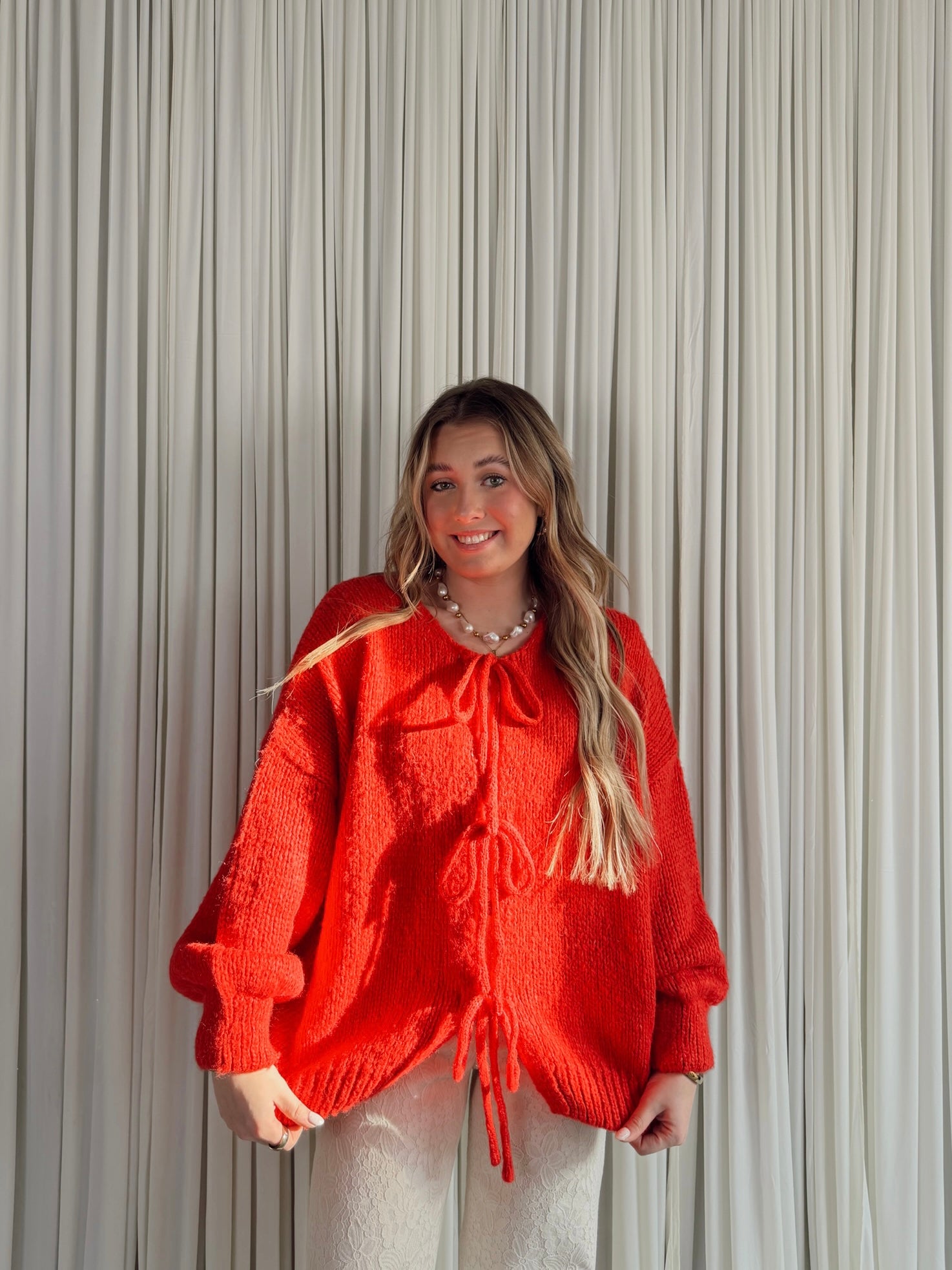 W2320 Tie Front Cardigan Top